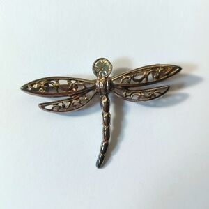 Dragonfly Pin Silver With Crystal Rhinestone